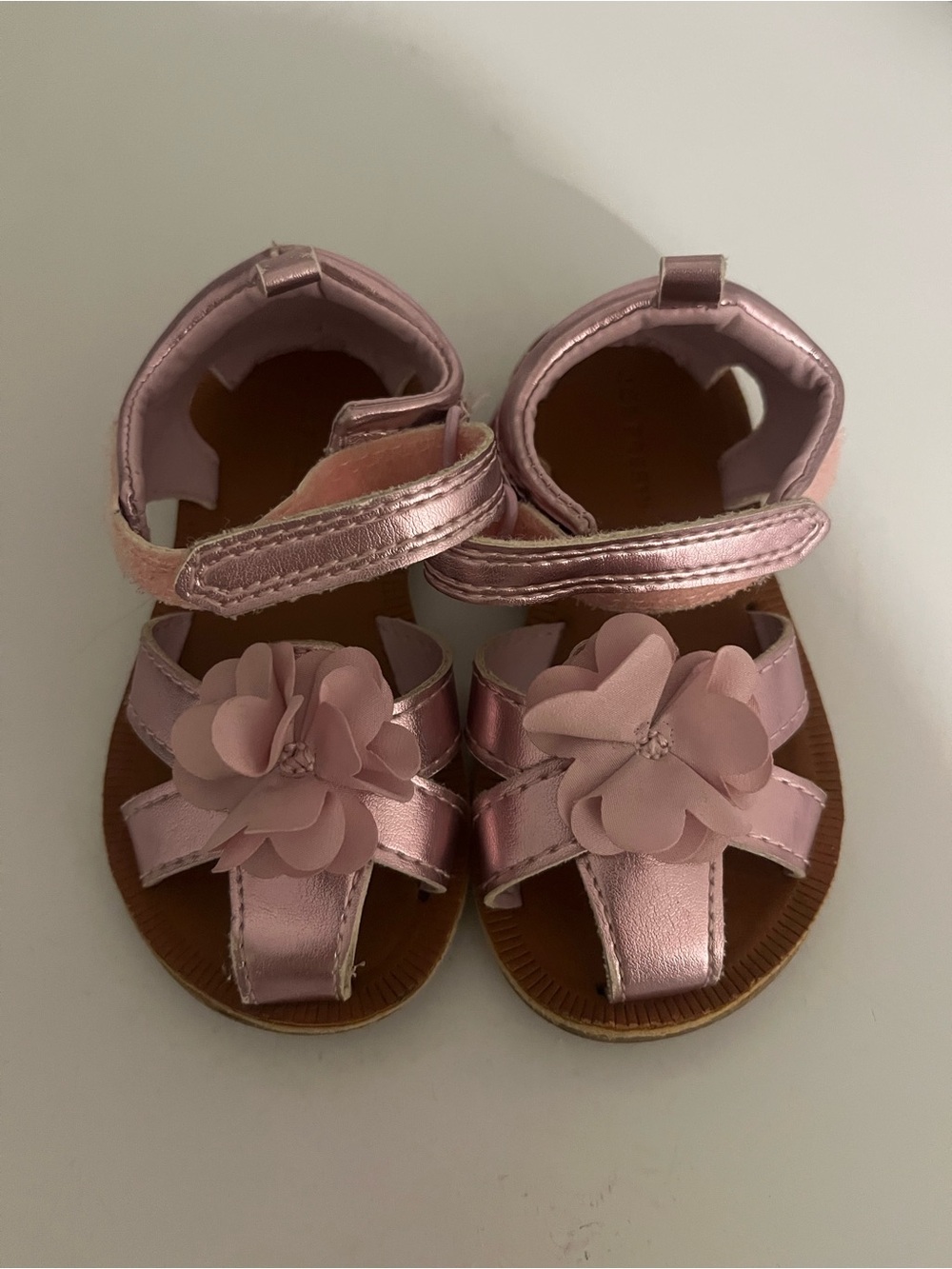 Joe Fresh Kids baby toddler Metallic Pink Flower Strap Sandals